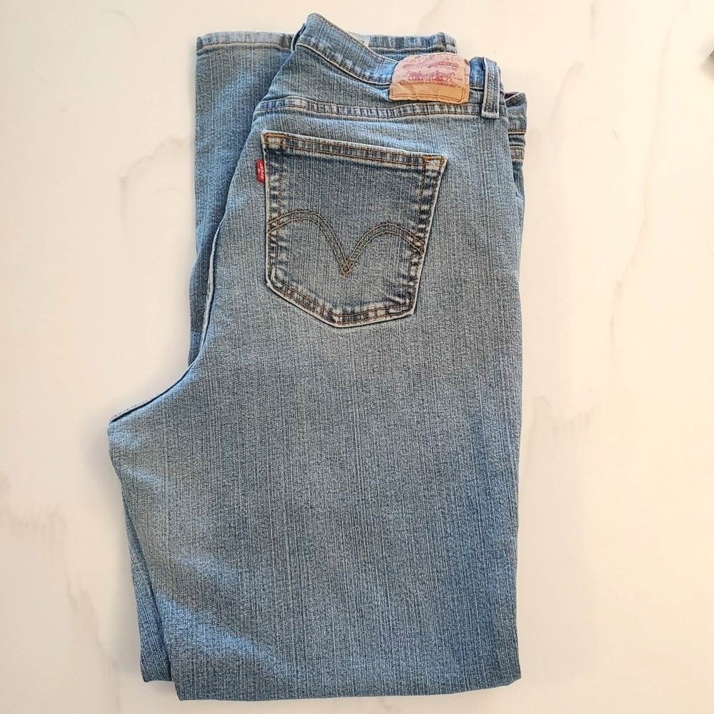 Levis Jeans‎ Womens 16W Med Blue Mid Rise Skinny Wash Denim Relaxed 350